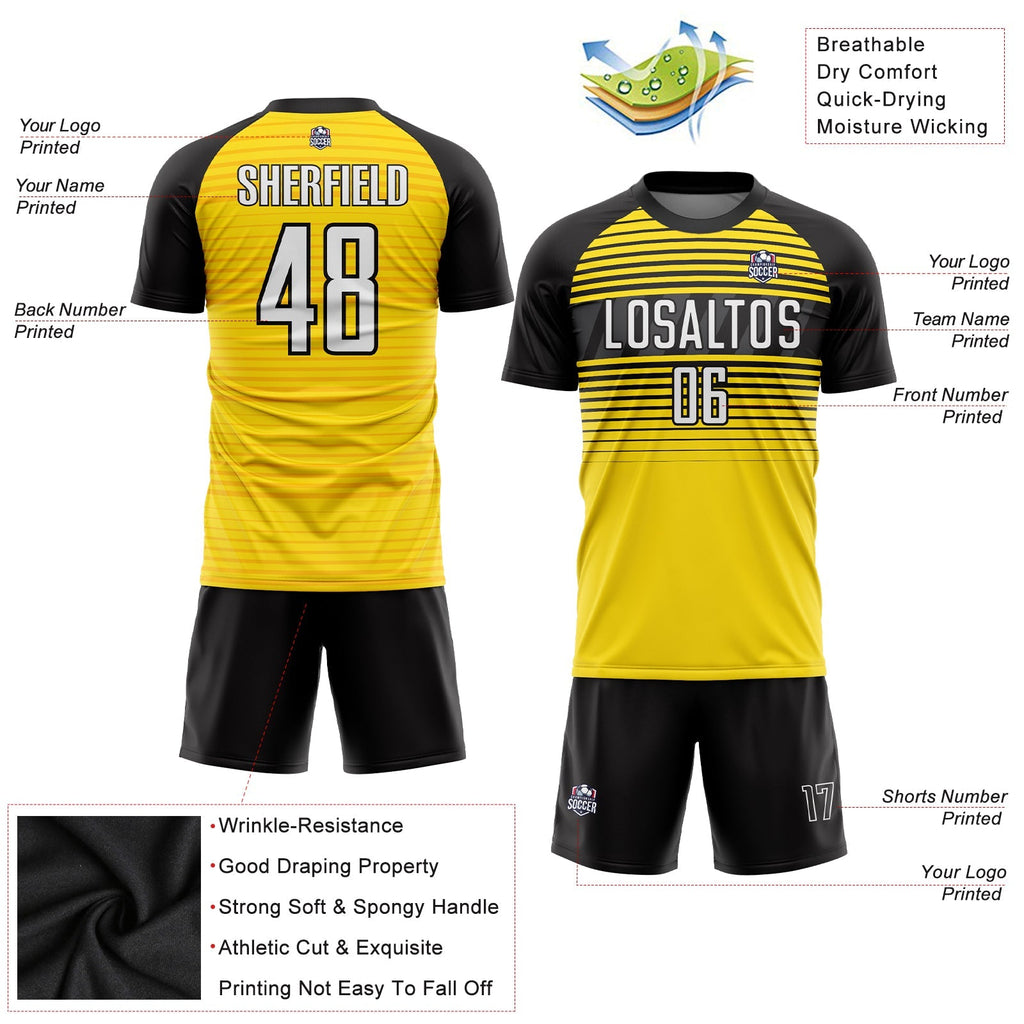 Custom Soccer Jersey - Yellow White-Black Sublimation product image 3