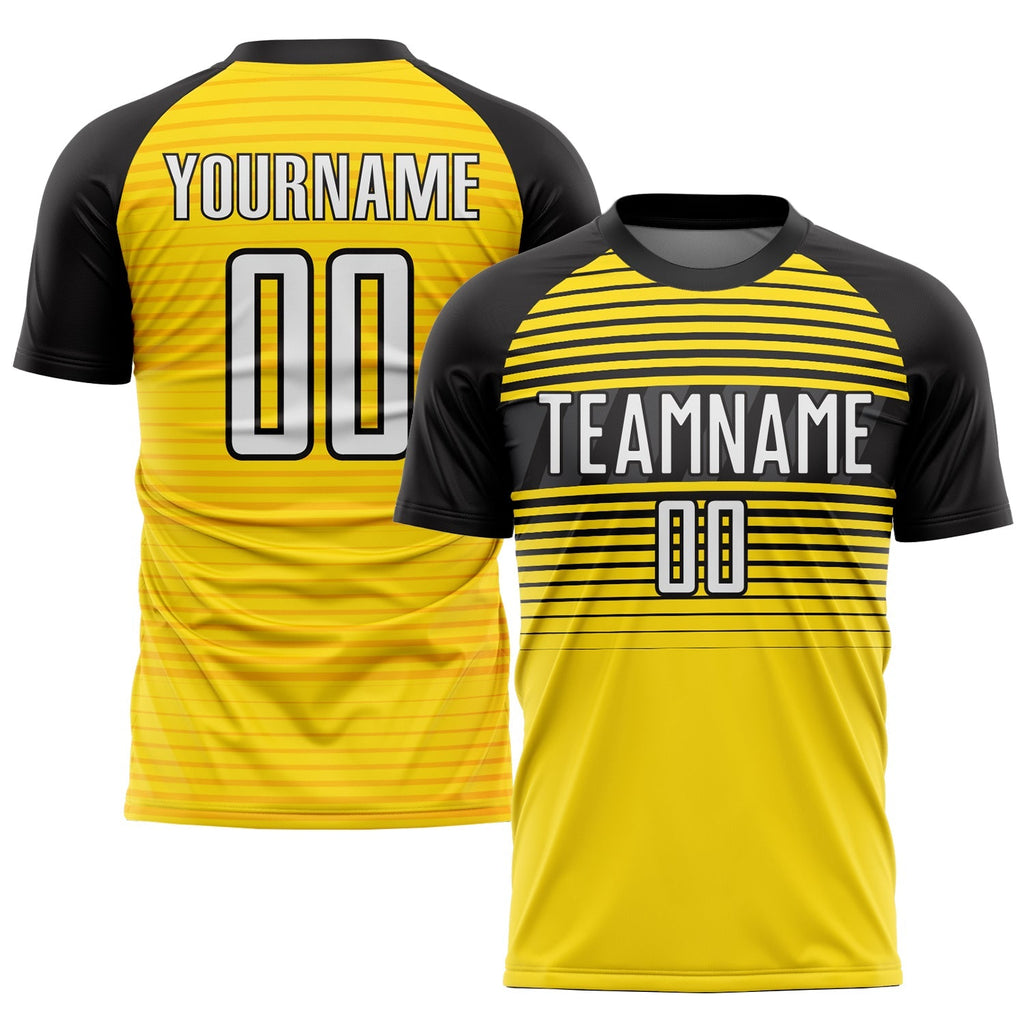 Custom Soccer Jersey - Yellow White-Black Sublimation product image 1