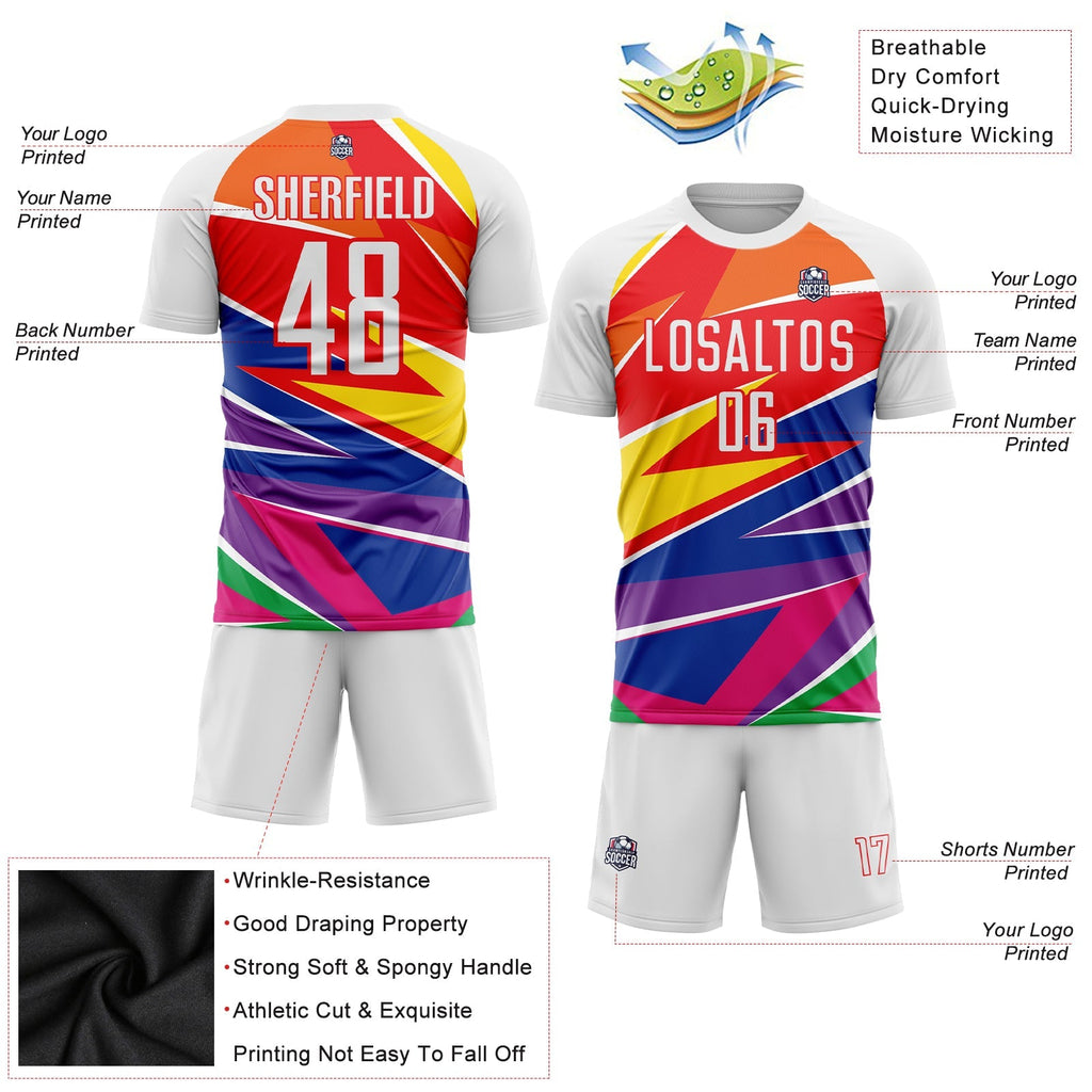 Custom Soccer Jersey - Figure White-Red Sublimation Uniform product image 3