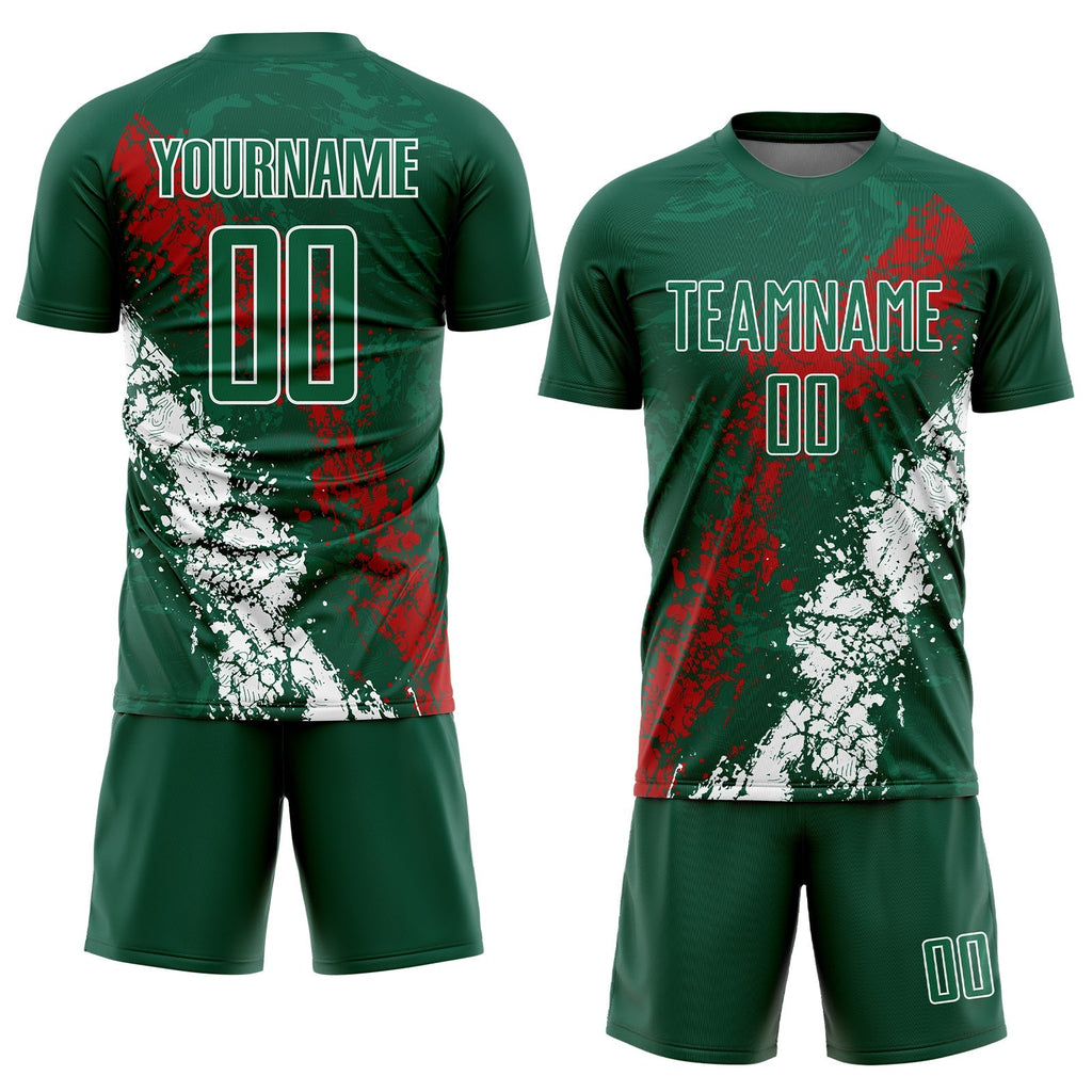 Custom Soccer Jersey - Green Red-White Sublimation Mexico product image 2