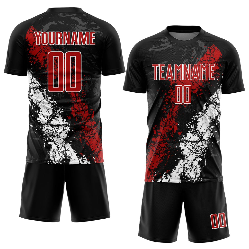 Custom Soccer Jersey - Black Red-White Sublimation Uniform product image 2