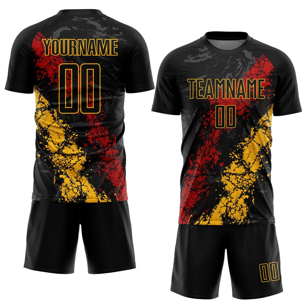 Custom Soccer Jersey - Black Gold-Red Sublimation Uniform product image 2