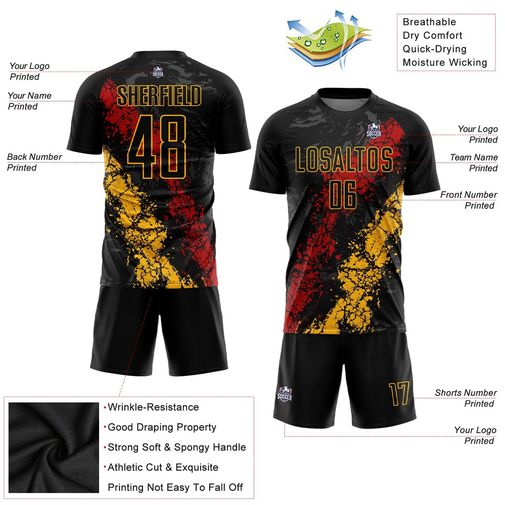 Custom Soccer Jersey - Black Gold-Red Sublimation Uniform product image 3
