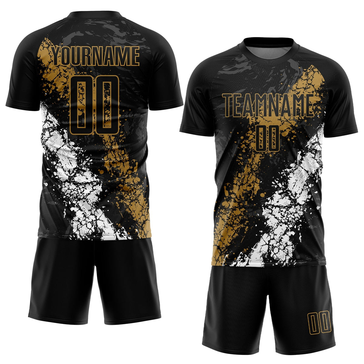 Custom Soccer Jersey - Black Old Gold-White Sublimation product image 2
