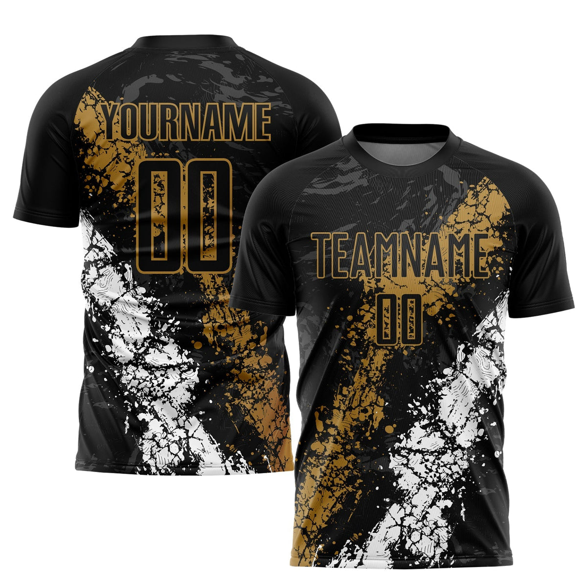 Custom Soccer Jersey - Black Old Gold-White Sublimation product image 1