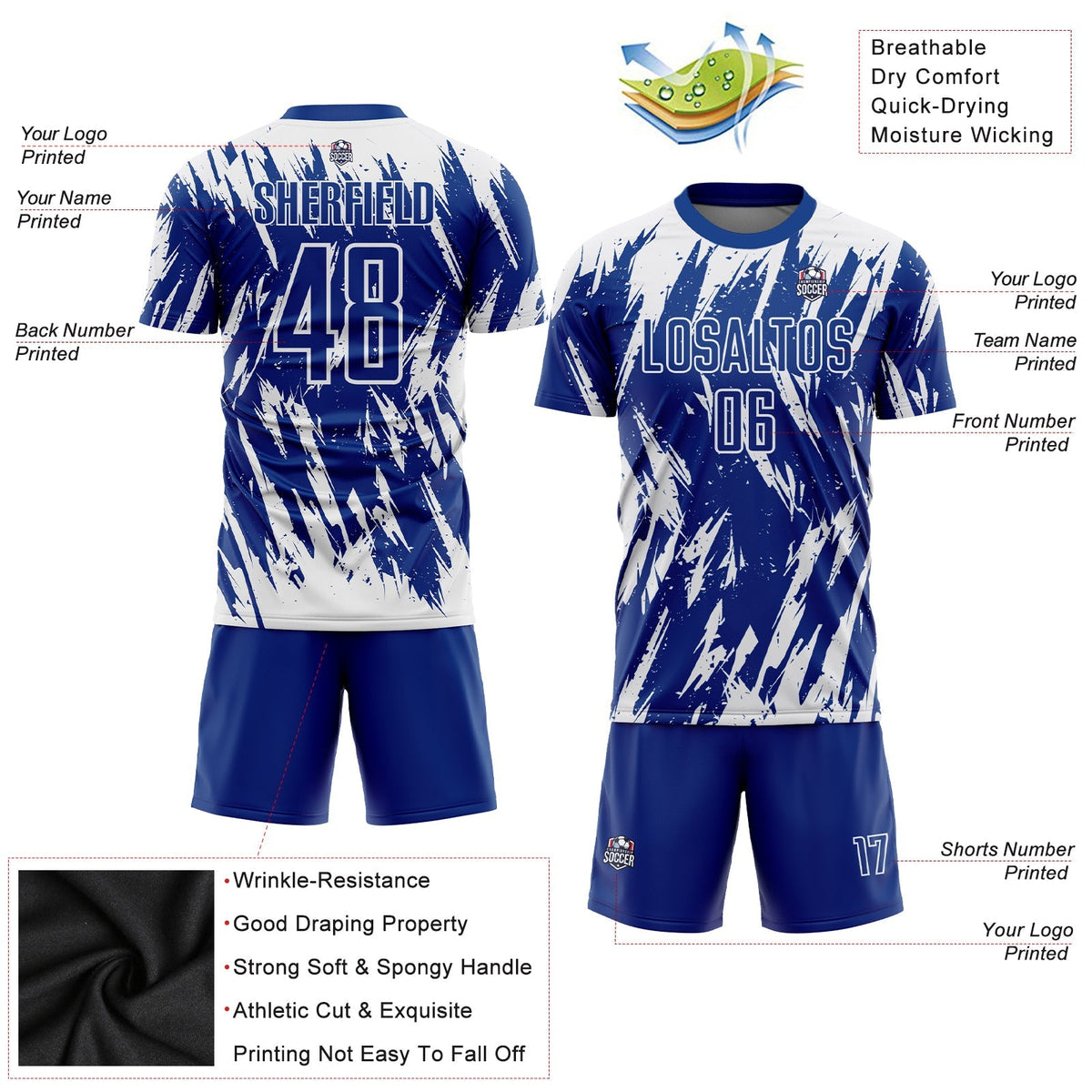 Custom Soccer Jersey - Royal White Sublimation Uniform product image 3