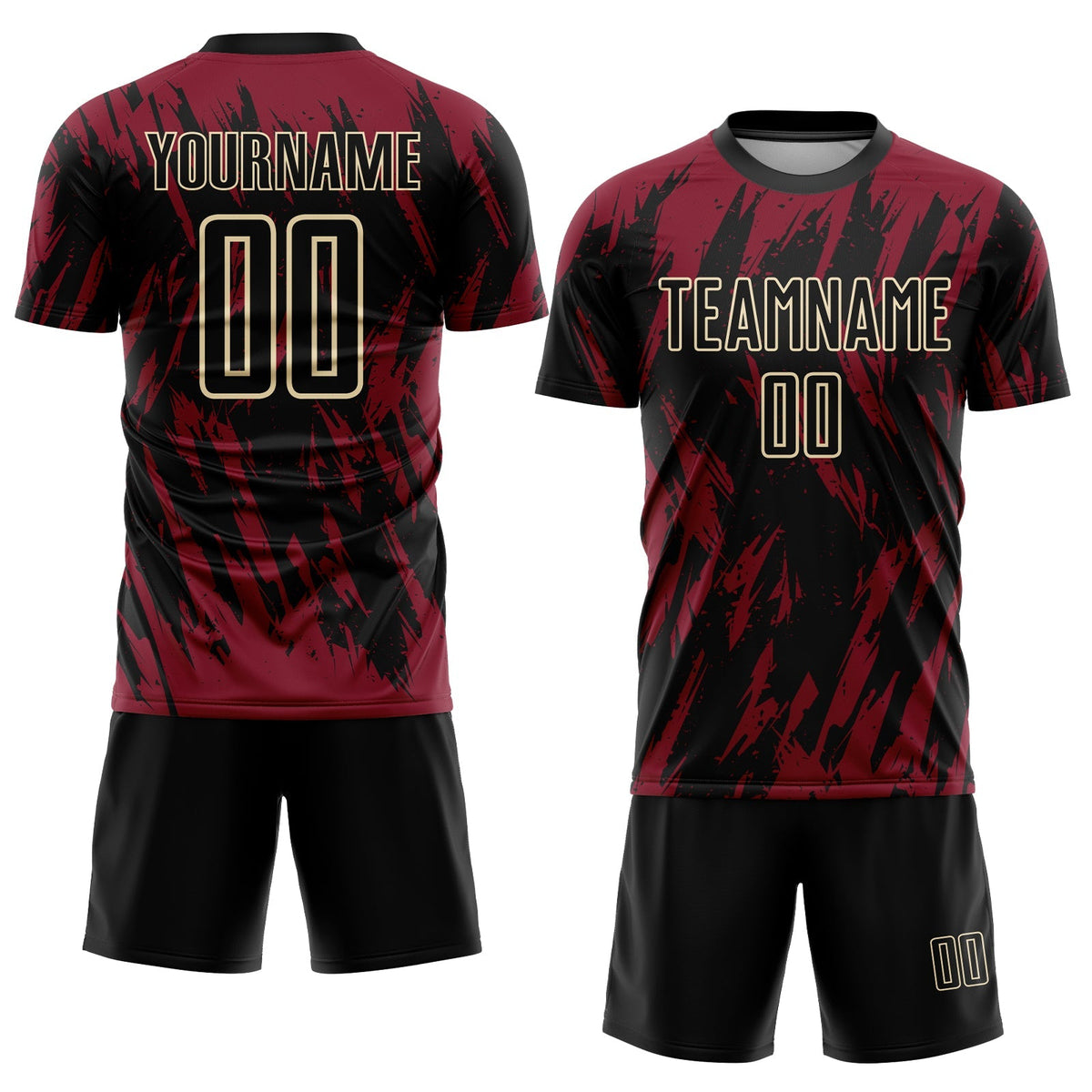 Custom Soccer Jersey - Crimson Black-City Cream Sublimation product image 2