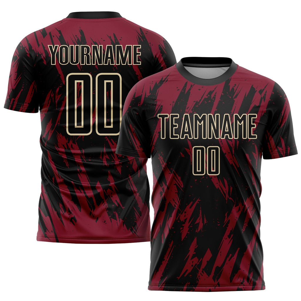 Custom Soccer Jersey - Crimson Black-City Cream Sublimation product image 1