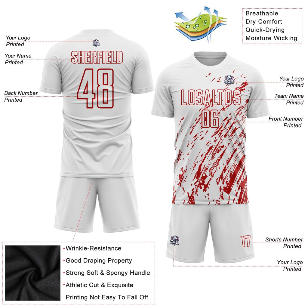 Custom Soccer Jersey - White Red Sublimation Uniform product image 3