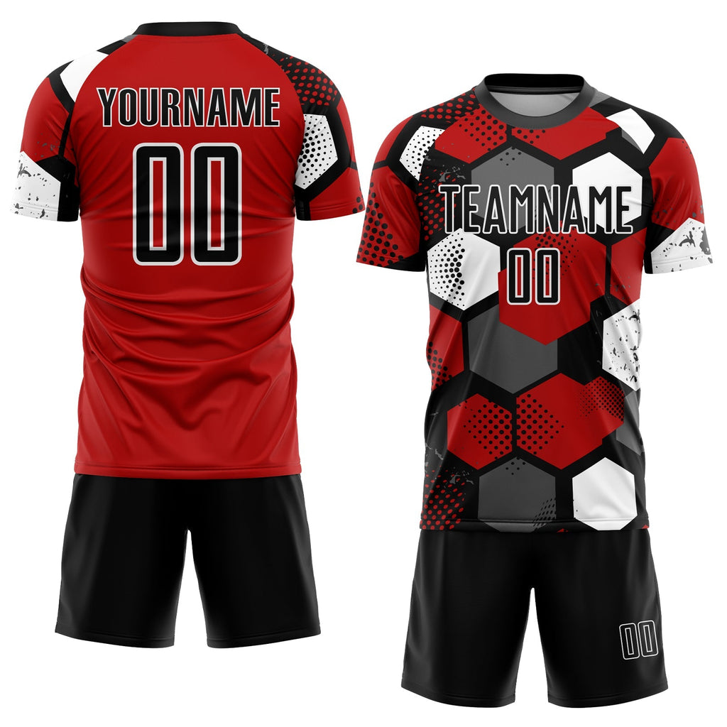 Custom Soccer Jersey - Red Black-White Sublimation Uniform product image 2