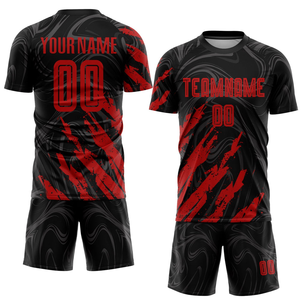 Custom Soccer Jersey - Black Red Sublimation Uniform product image 2