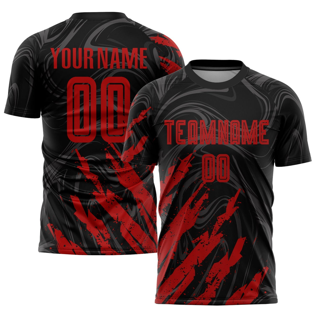 Custom Soccer Jersey - Black Red Sublimation Uniform product image 1