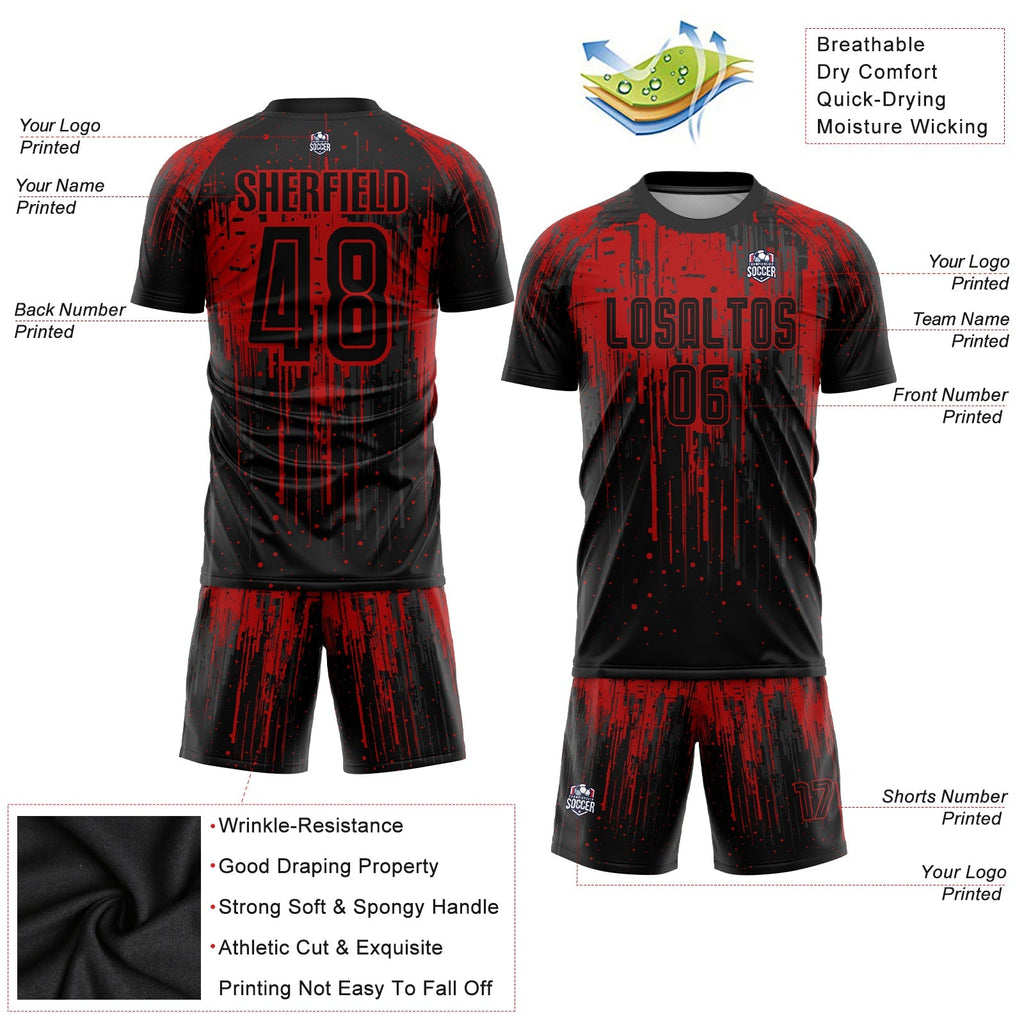 Custom Soccer Jersey - Red Black Sublimation Uniform product image 3