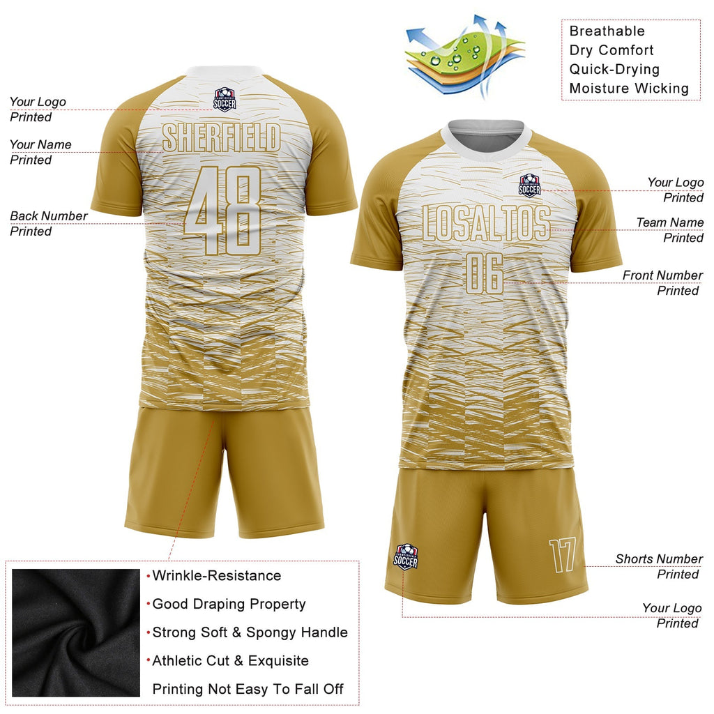 Custom Soccer Jersey - Old Gold White Sublimation Uniform product image 3