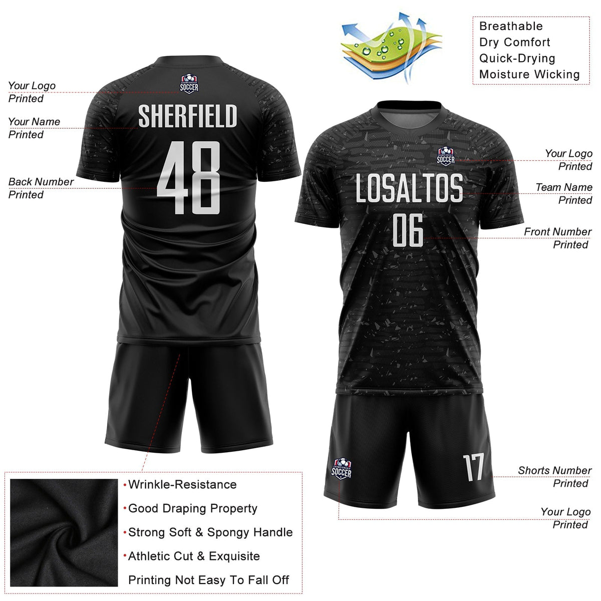 Custom Soccer Jersey - Black White Sublimation Uniform product image 3