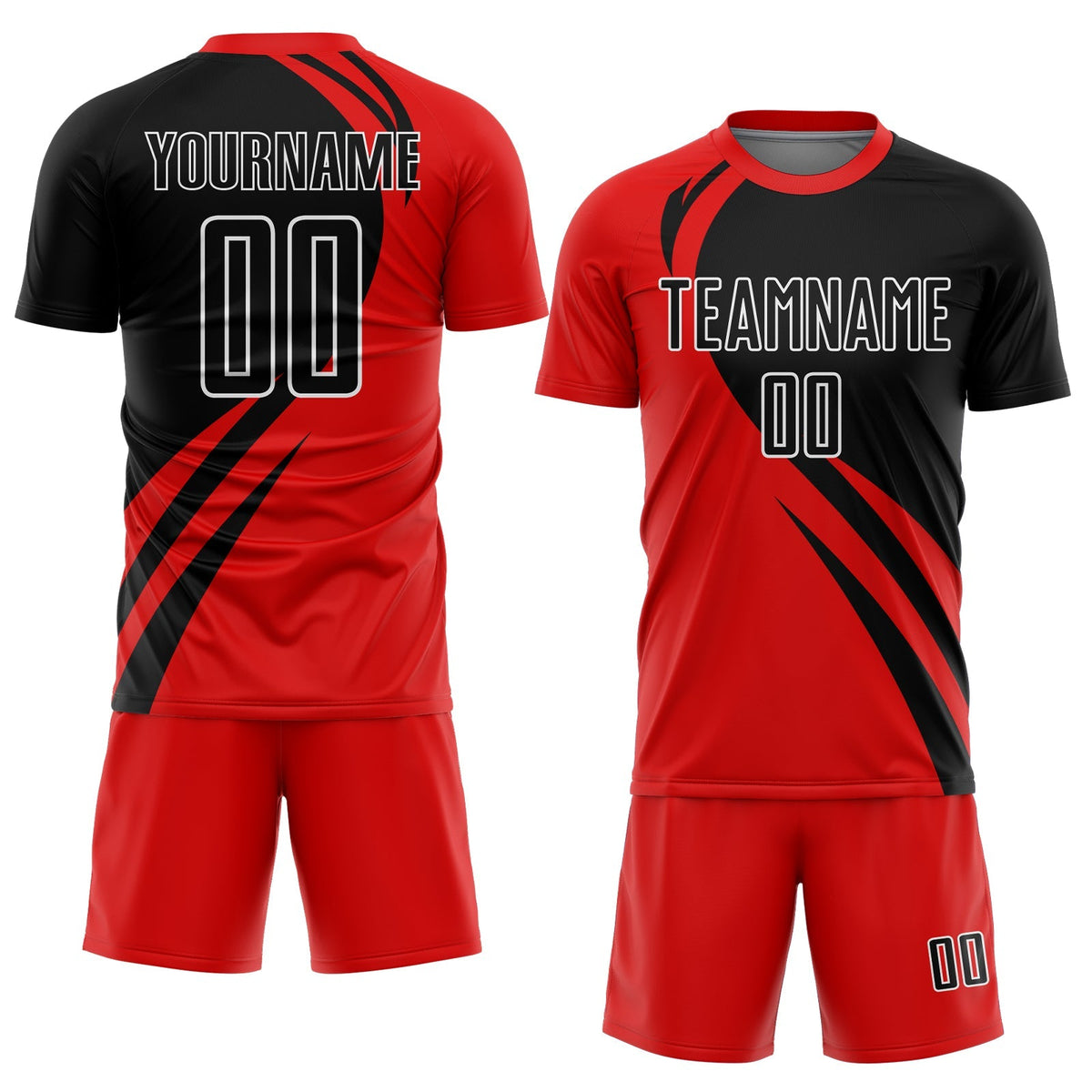 Custom Soccer Jersey - Red Black-White Curve Lines product image 2