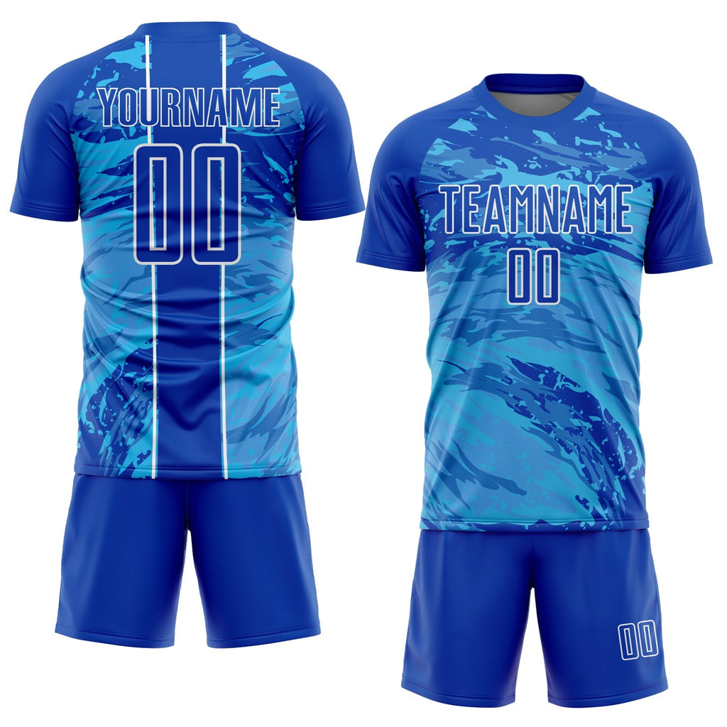 Custom Soccer Jersey - Thunder Blue Sky Blue-White Abstract product image 2