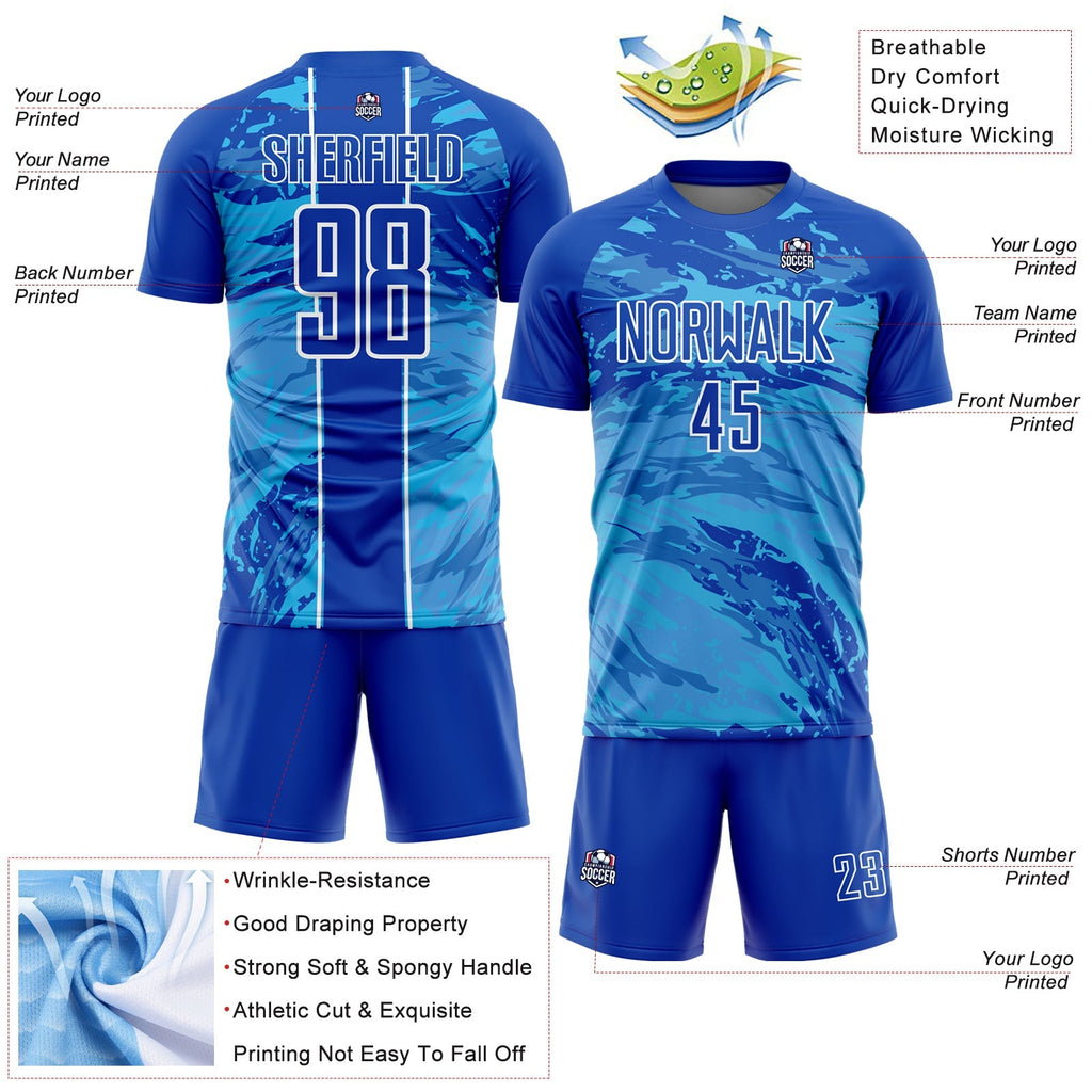 Custom Soccer Jersey - Thunder Blue Sky Blue-White Abstract product image 4