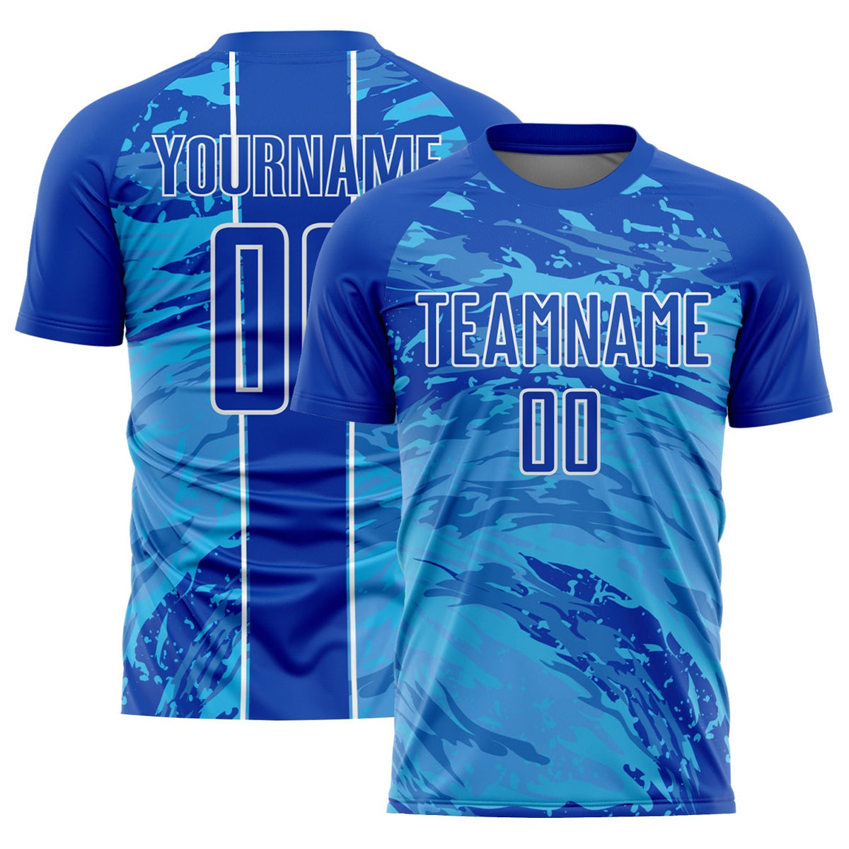 Custom Soccer Jersey - Thunder Blue Sky Blue-White Abstract product image 1