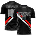 Custom Soccer Jersey - Black Red-White Diagonal Lines product image 1