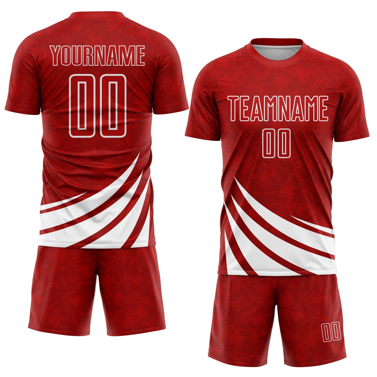 Custom Soccer Jersey - Red White Wind Shapes Sublimation product image 2