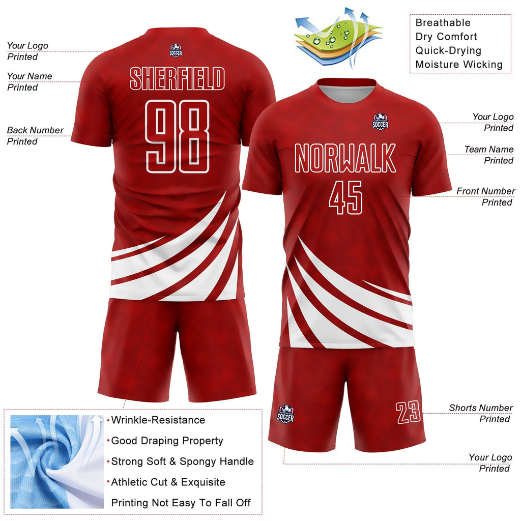 Custom Soccer Jersey - Red White Wind Shapes Sublimation product image 4