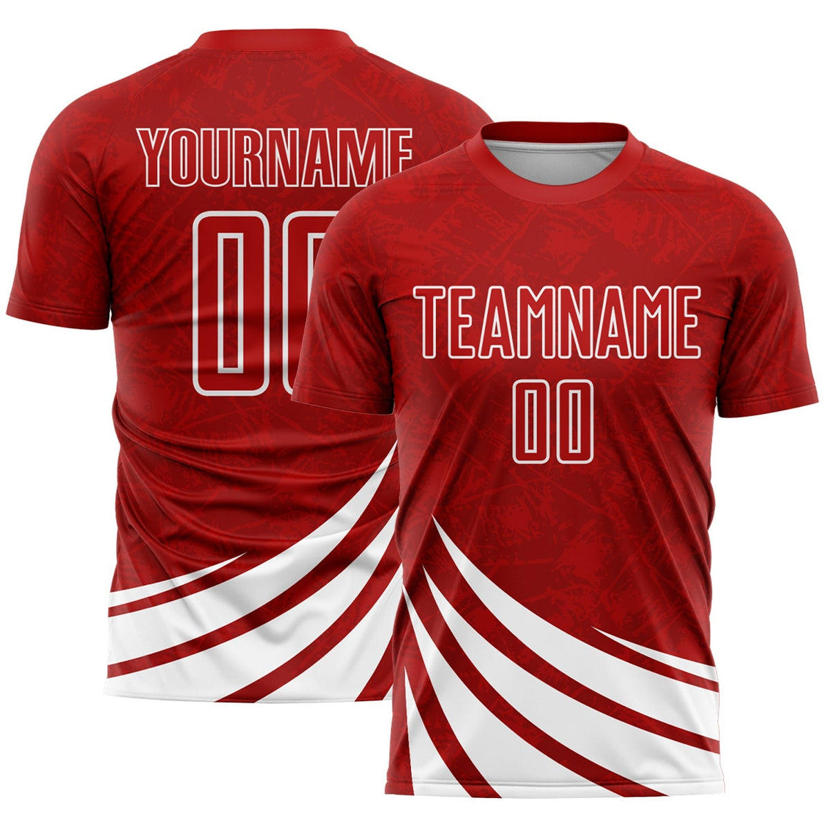 Custom Soccer Jersey - Red White Wind Shapes Sublimation product image 1