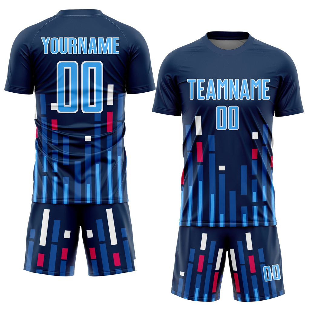 Custom Soccer Jersey - US Navy Blue Sky Blue-White Lines product image 2