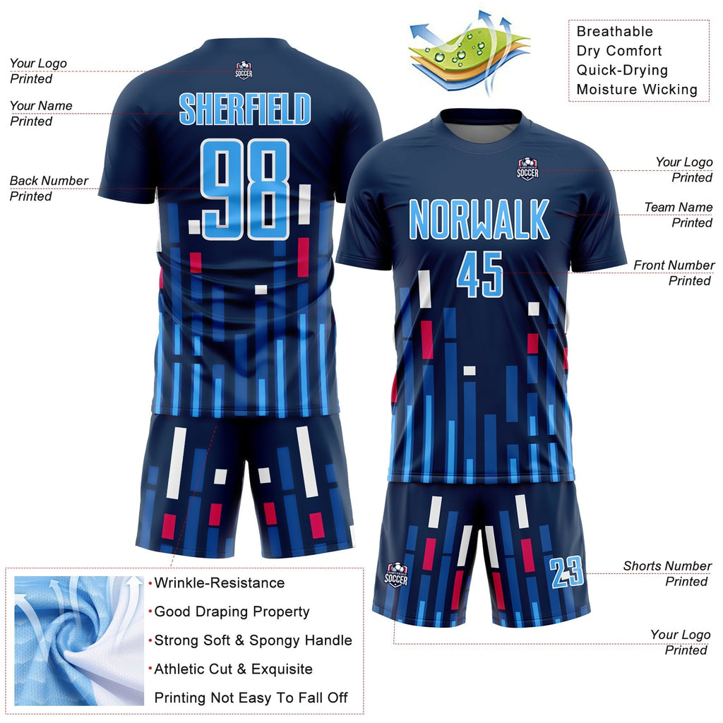 Custom Soccer Jersey - US Navy Blue Sky Blue-White Lines product image 4