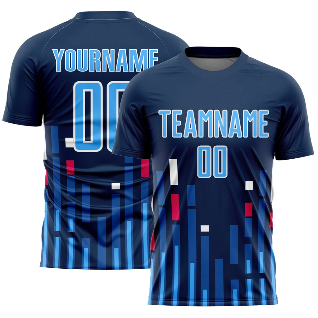 Custom Soccer Jersey - US Navy Blue Sky Blue-White Lines product image 1