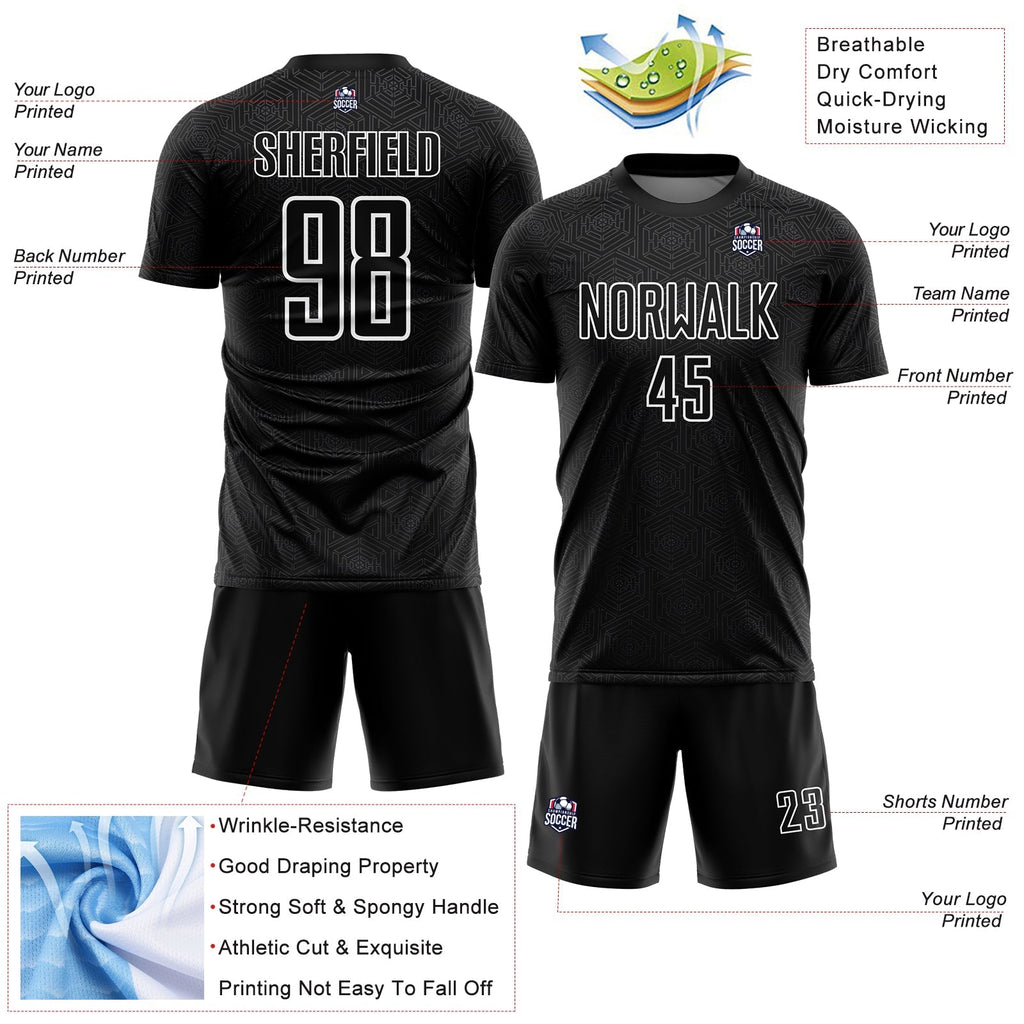 Custom Soccer Jersey - Black White Geometric Shapes product image 4