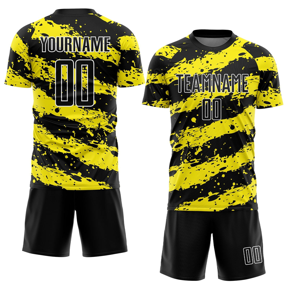 Custom Soccer Jersey - Black Light Yellow-White Splash product image 2