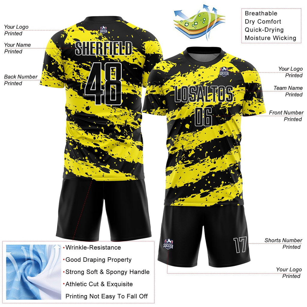 Custom Soccer Jersey - Black Light Yellow-White Splash product image 4