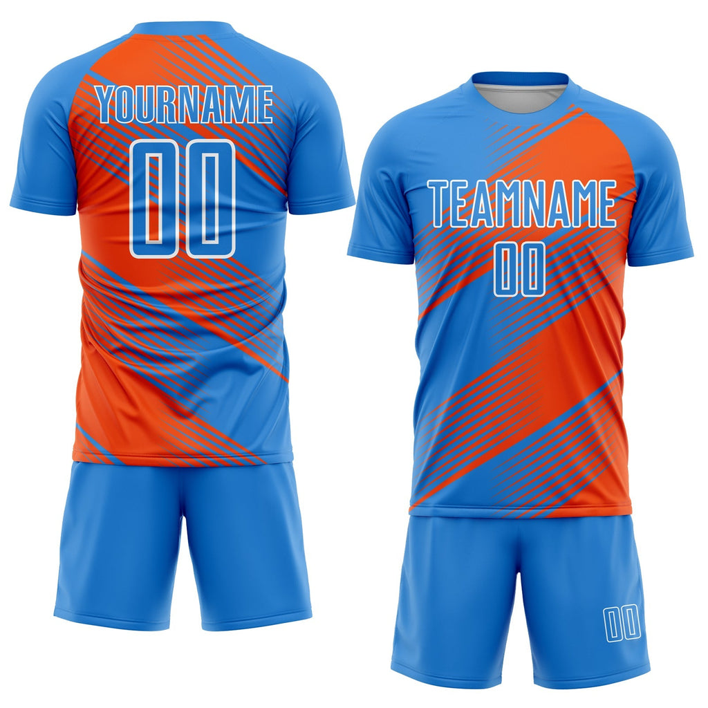 Custom Soccer Jersey - Powder Blue Orange-White Line product image 2