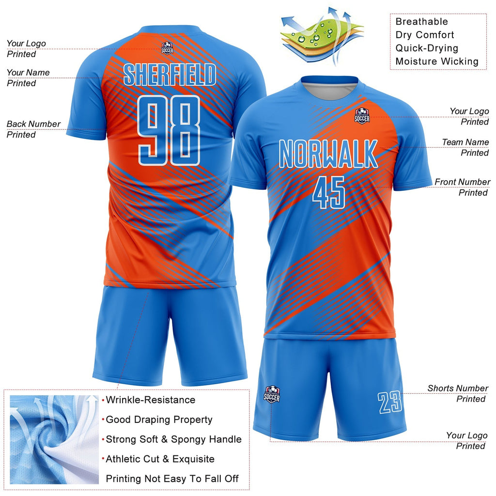 Custom Soccer Jersey - Powder Blue Orange-White Line product image 4