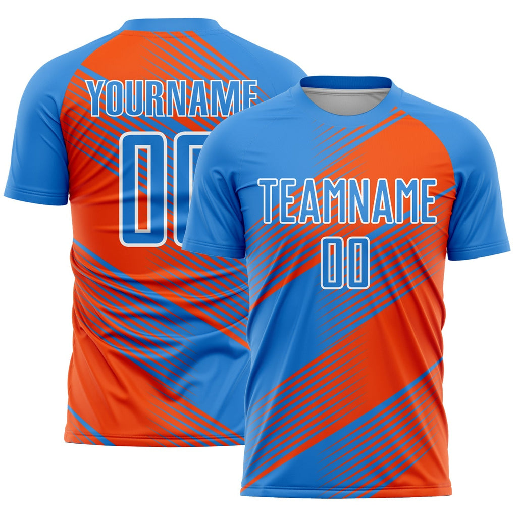 Custom Soccer Jersey - Powder Blue Orange-White Line product image 1