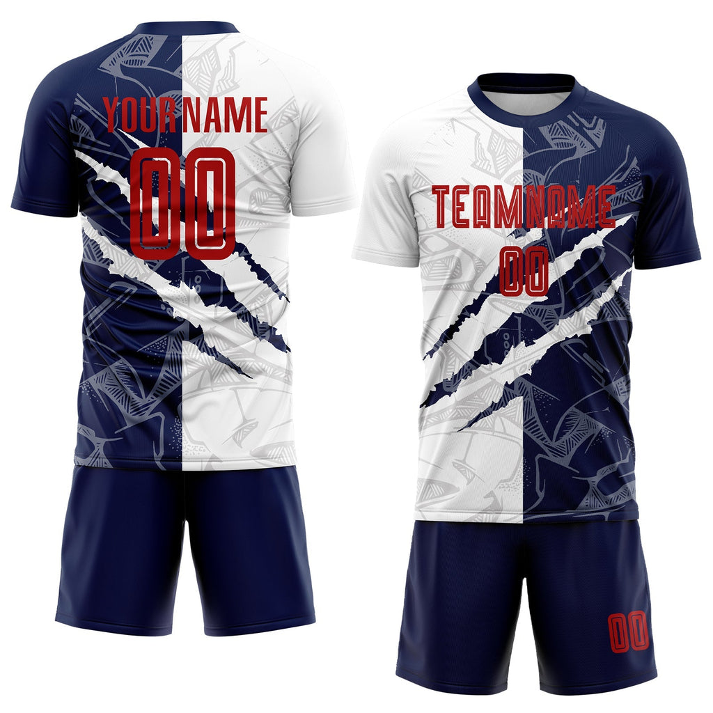 Custom Soccer Jersey - Graffiti Pattern Red-Navy Scratch product image 2