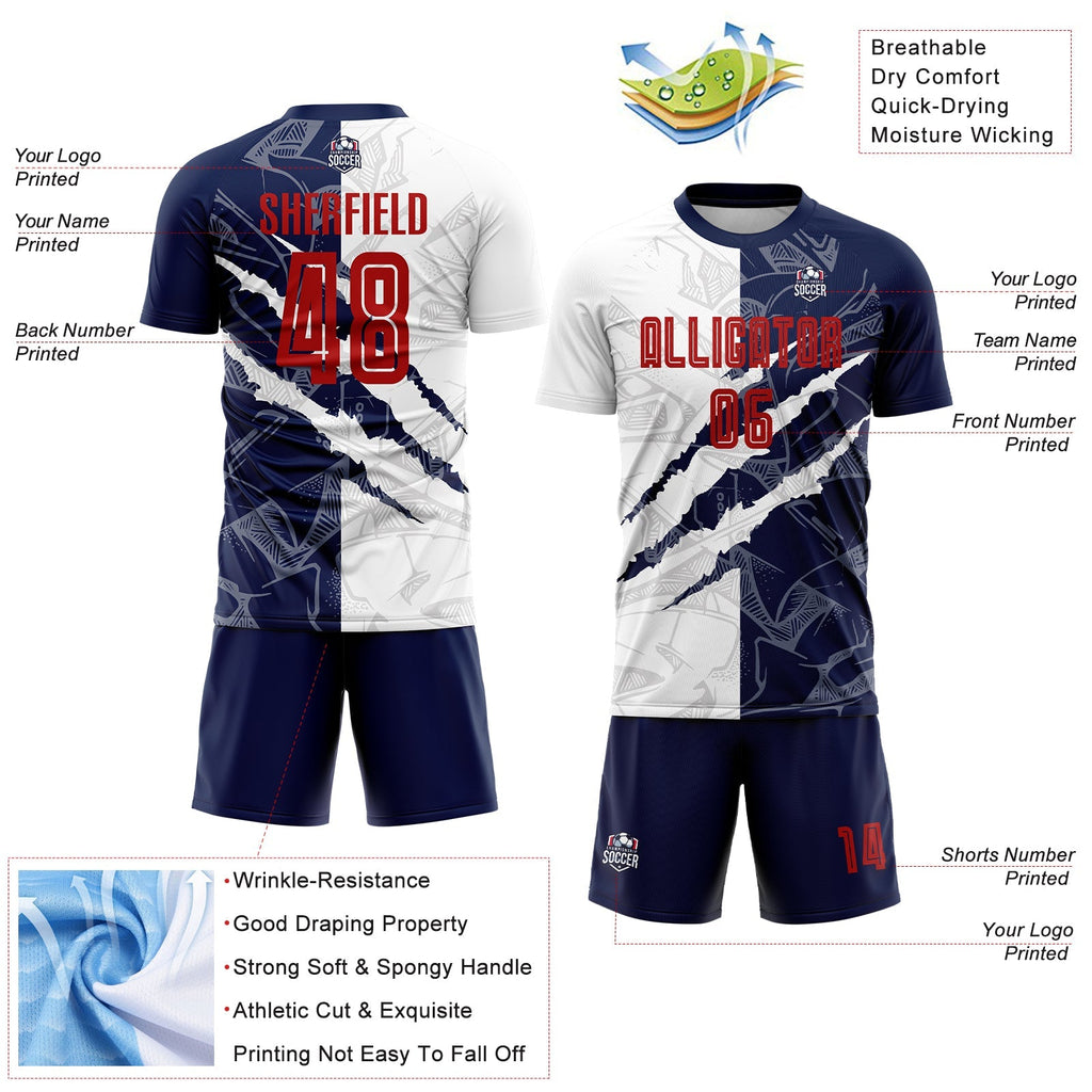 Custom Soccer Jersey - Graffiti Pattern Red-Navy Scratch product image 4