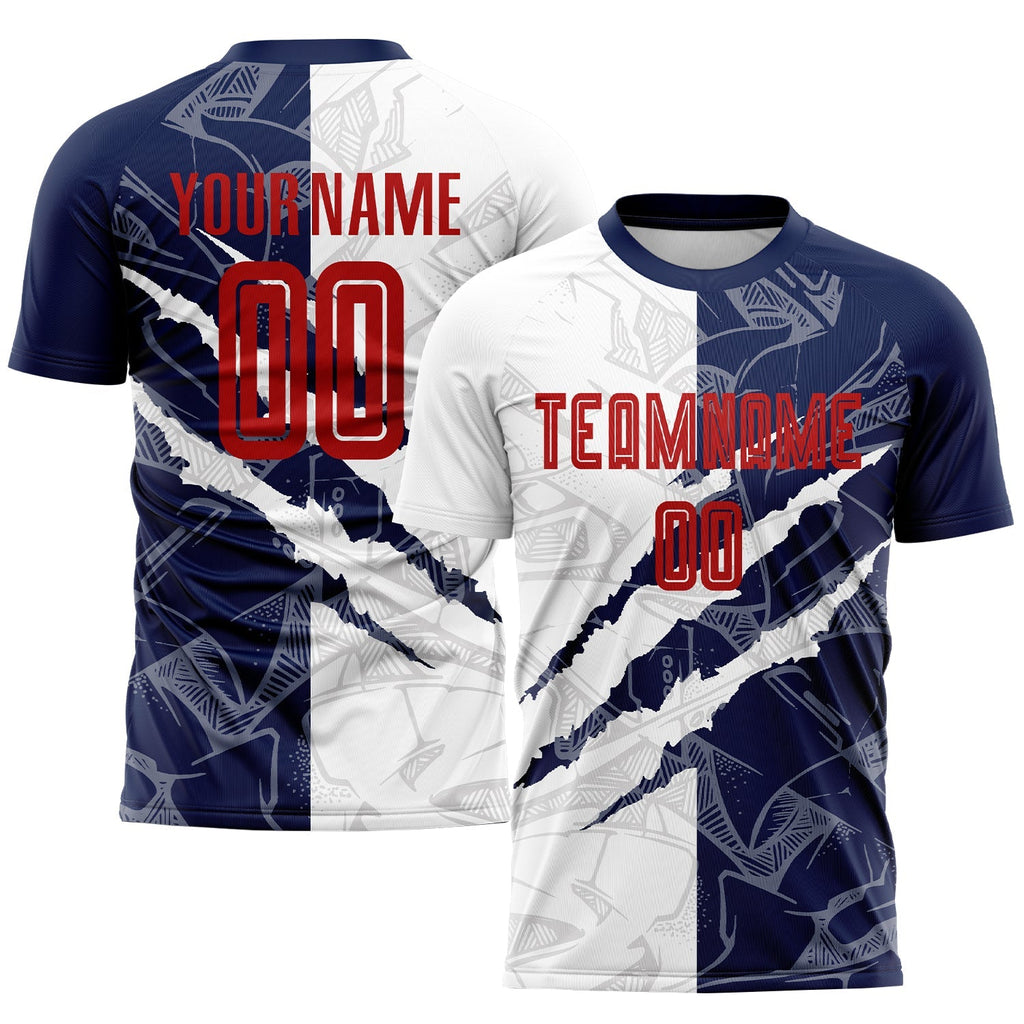 Custom Soccer Jersey - Graffiti Pattern Red-Navy Scratch product image 1