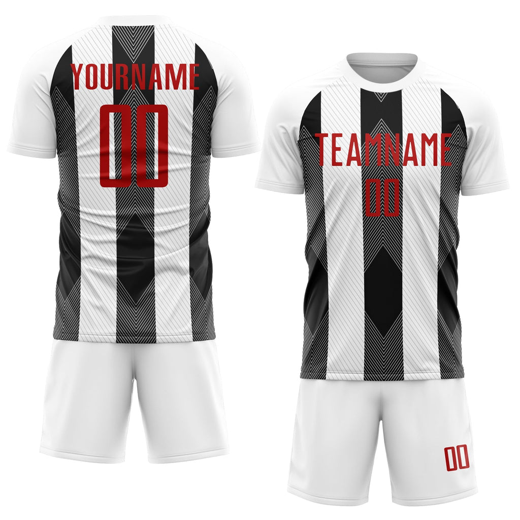 Custom Soccer Jersey - White Red-Black Line Sublimation product image 2