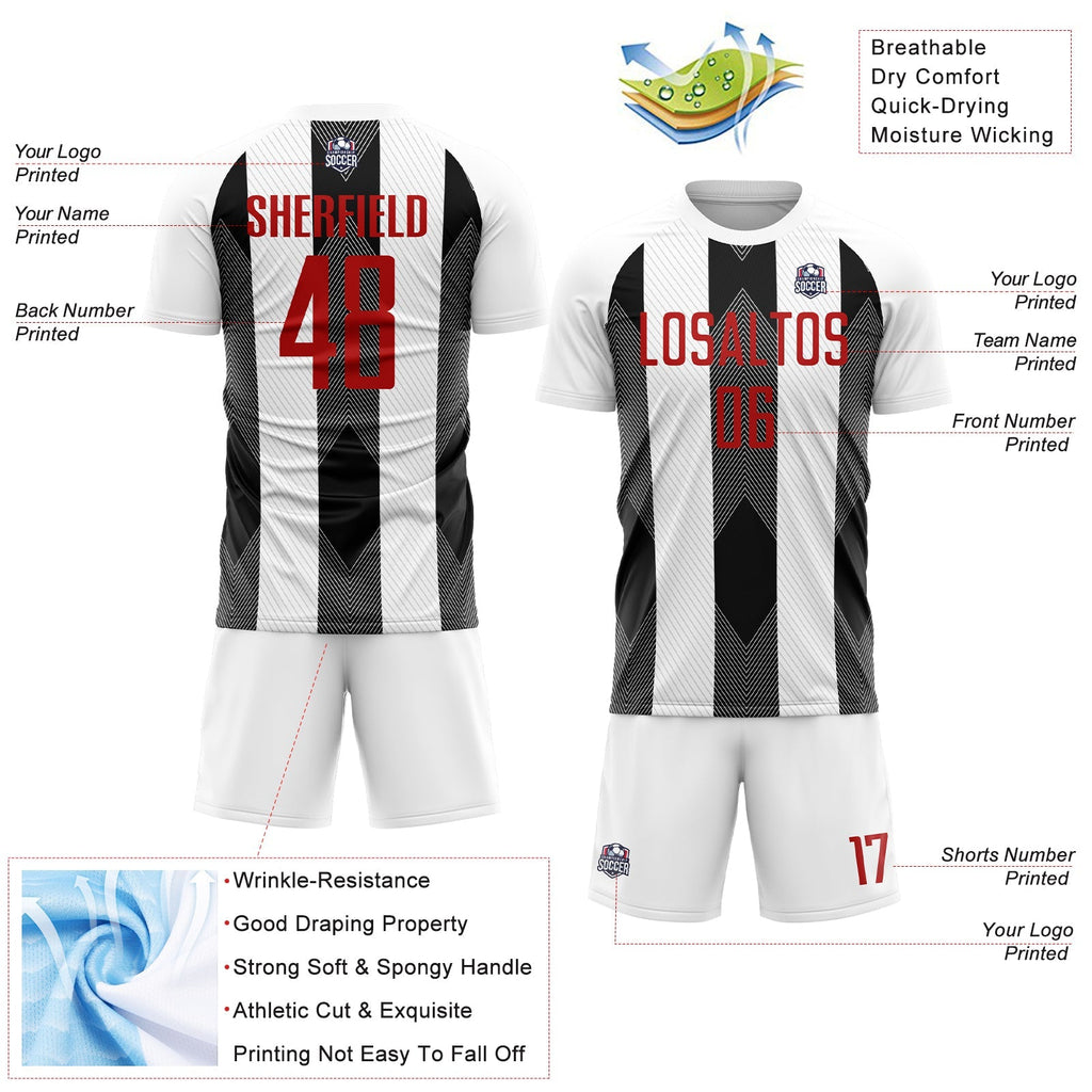 Custom Soccer Jersey - White Red-Black Line Sublimation product image 4