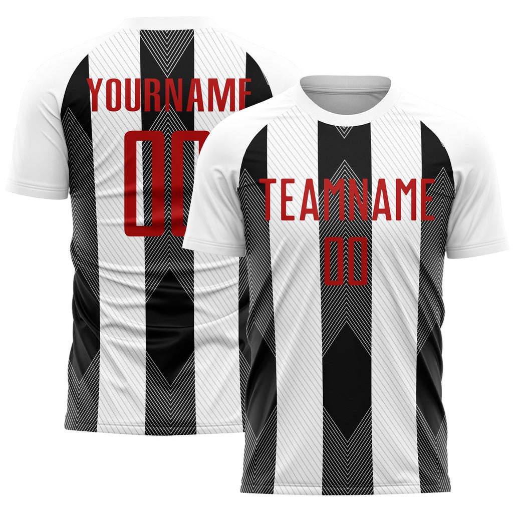 Custom Soccer Jersey - White Red-Black Line Sublimation product image 1
