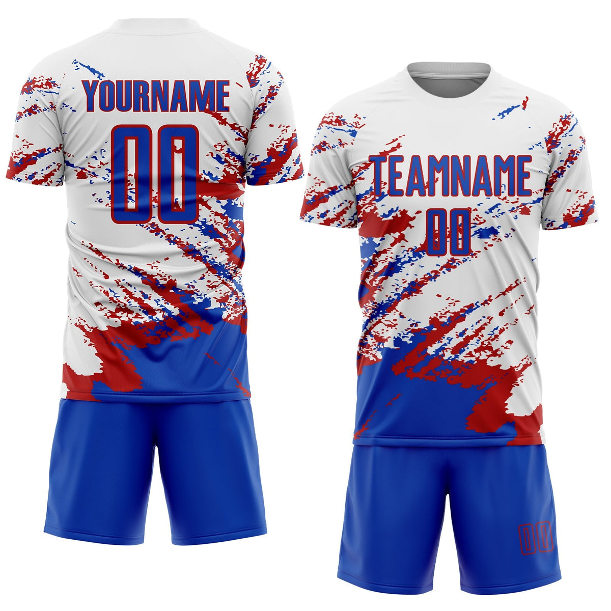 Custom Soccer Jersey - White Thunder Blue-Red Abstract product image 2