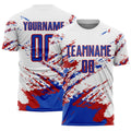 Custom Soccer Jersey - White Thunder Blue-Red Abstract product image 1
