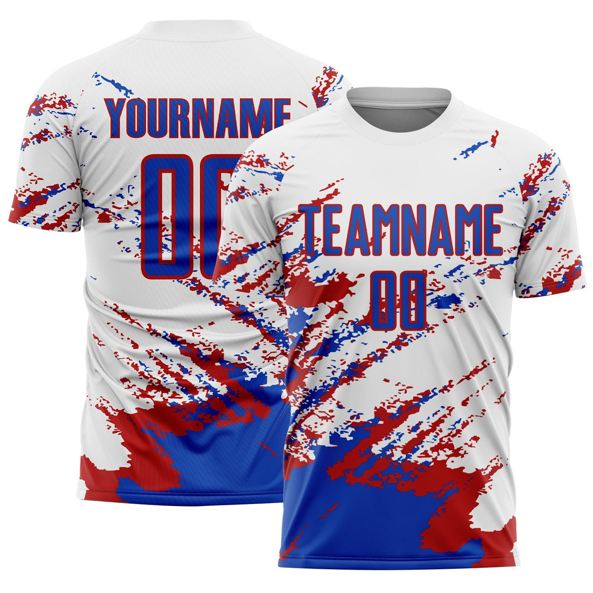 Custom Soccer Jersey - White Thunder Blue-Red Abstract product image 1