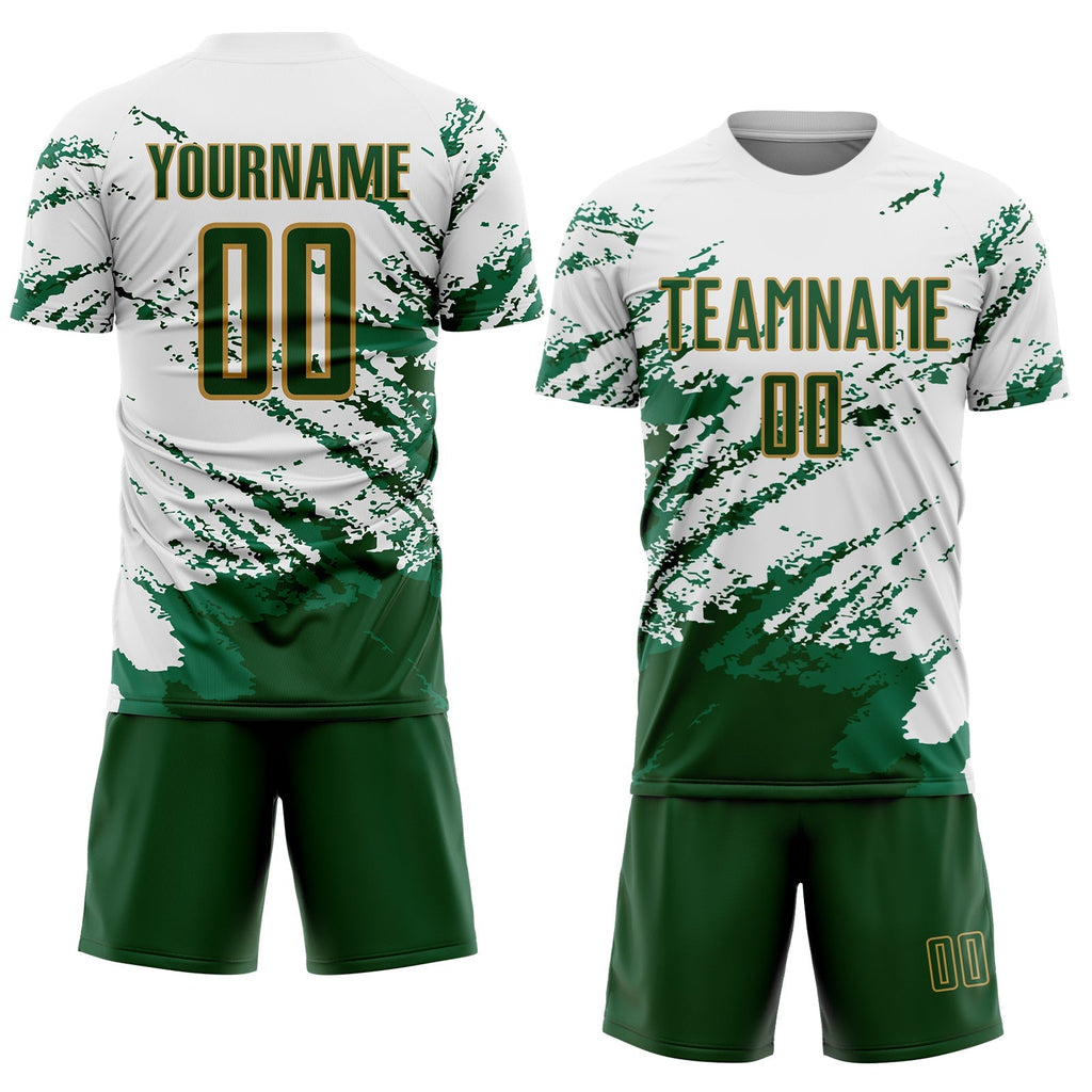 Custom Soccer Jersey - White Green Kelly Green-Gold product image 2