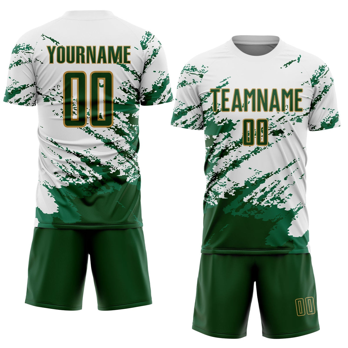 Custom Soccer Jersey - White Green Kelly Green-Gold product image 2