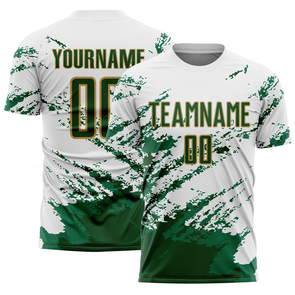 Custom Soccer Jersey - White Green Kelly Green-Gold product image 1