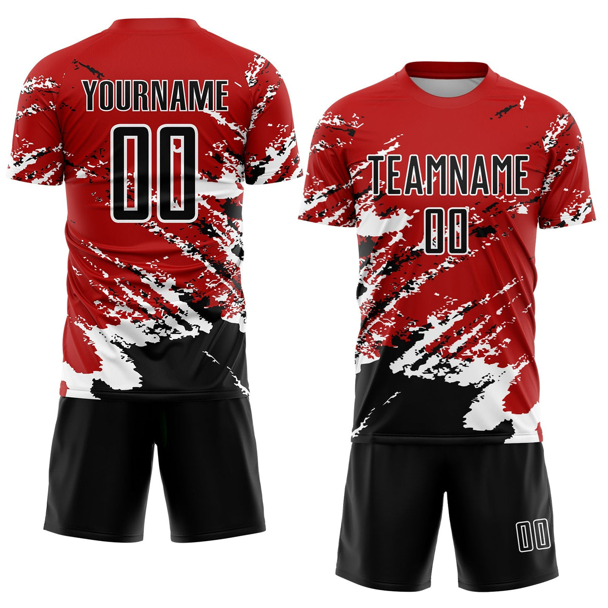 Custom Soccer Jersey - Red Black-White Abstract Fragment product image 2