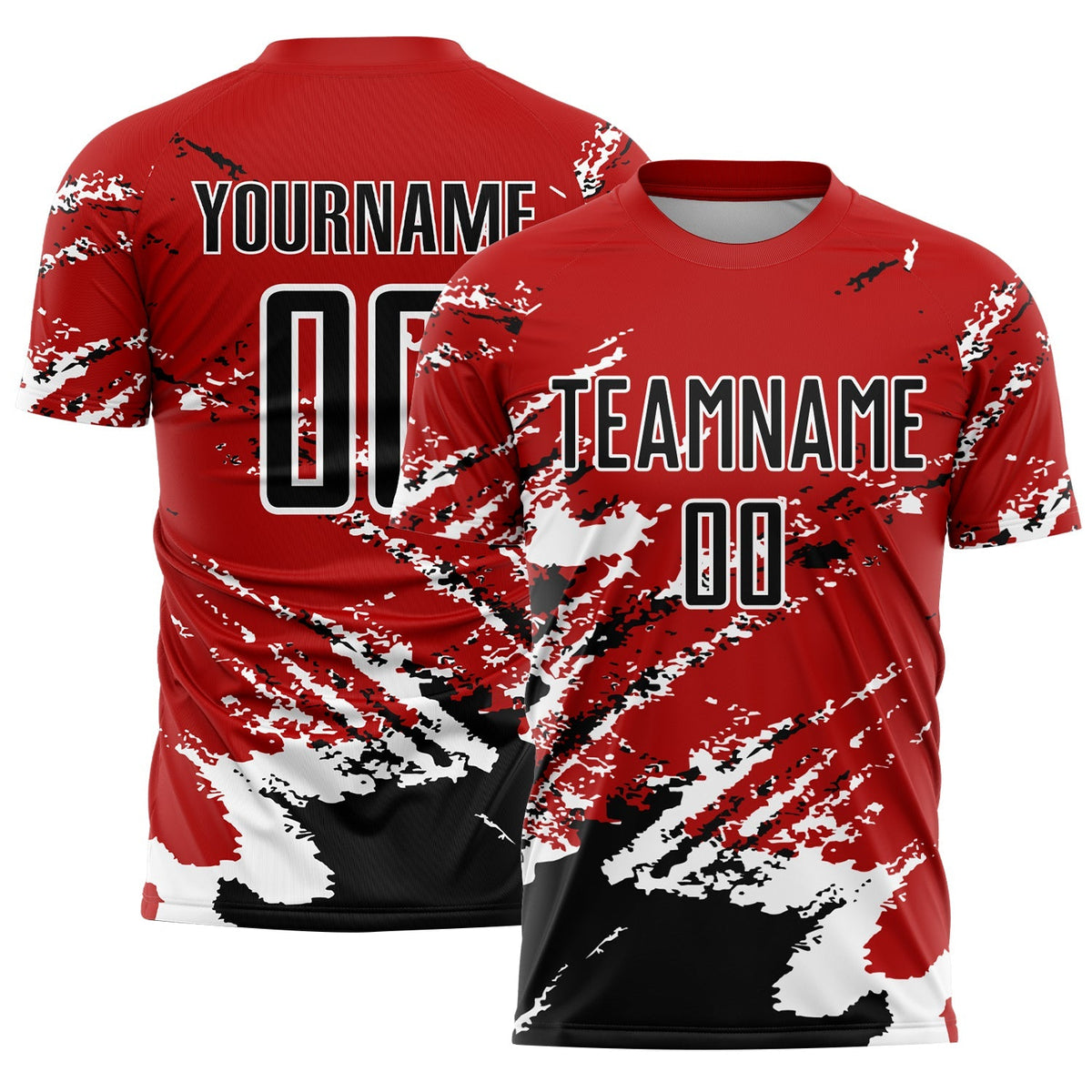 Custom Soccer Jersey - Red Black-White Abstract Fragment product image 1